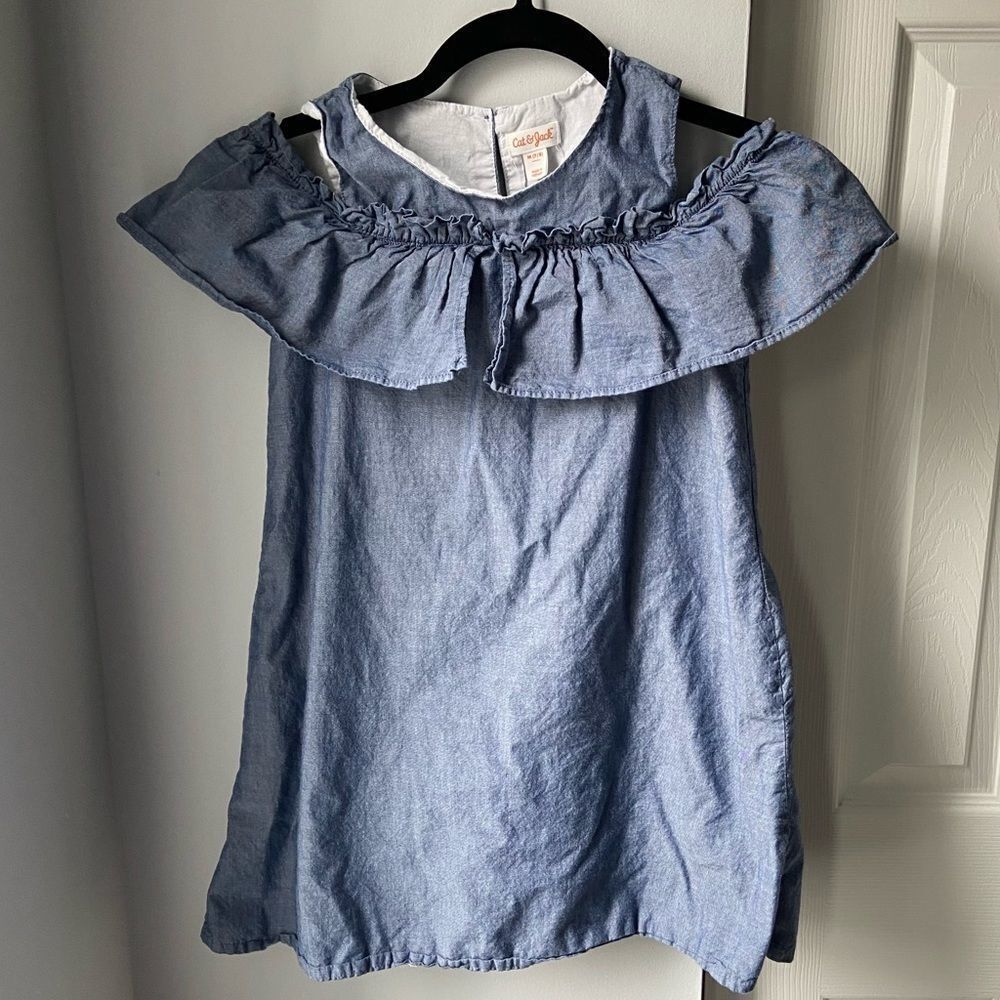 🍭6/$30 Cat & Jack Chambray Cold Shoulder Dress M